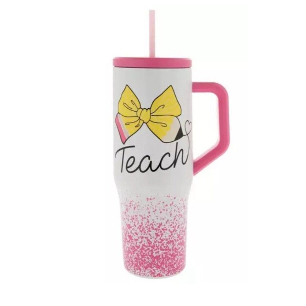 Teacher Stainless Steel Insulated Tumbler White with Straw